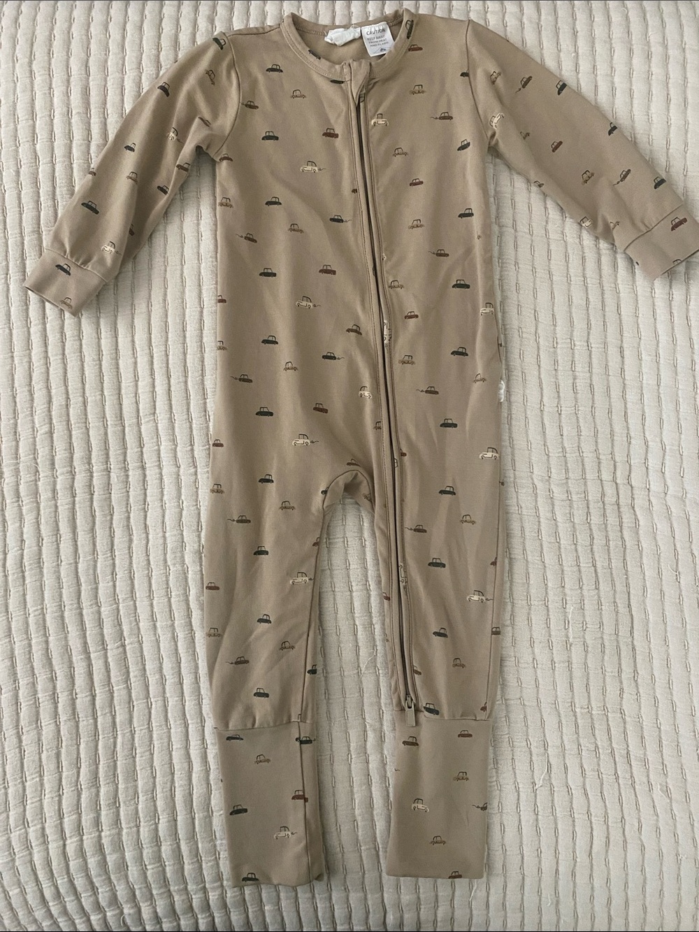 Neutral Beige Baby One-Piece Zipper Sleeper